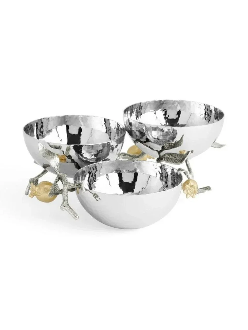 Michael Aram Pomegranate Silver and Gold Triple Bowl